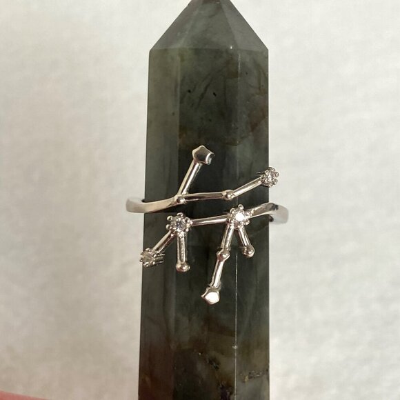 Sterling Silver 925 Star Sign Zodiac Virgo Constellation CZ Band Ring Sz 7.5 - Picture 2 of 16